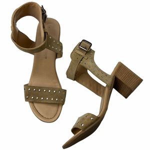 Barbara Barbieri Tan Studded Block Heel Sandals 8